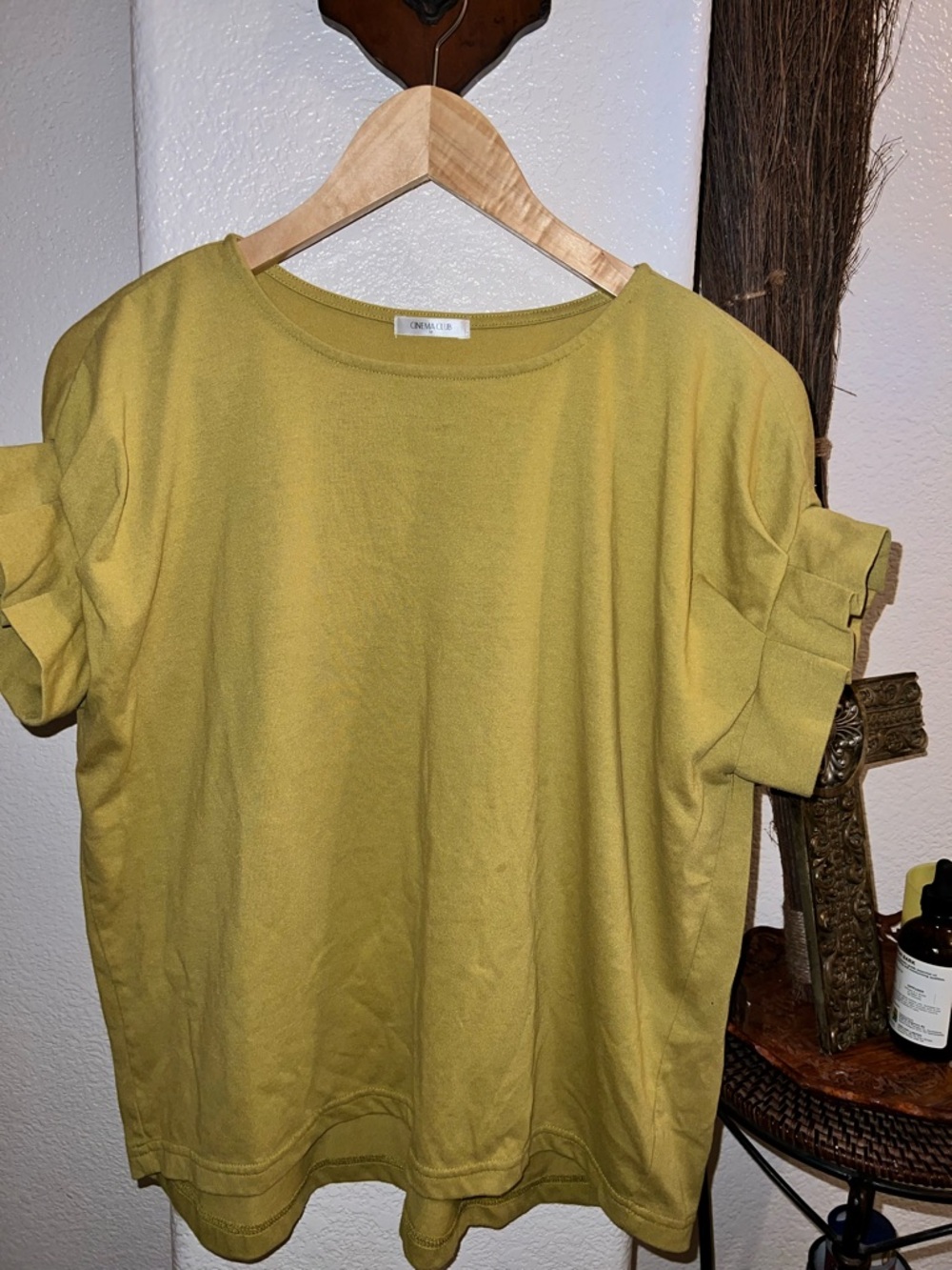 Casual Short Sleeve Women's Top in Mustard Yellow